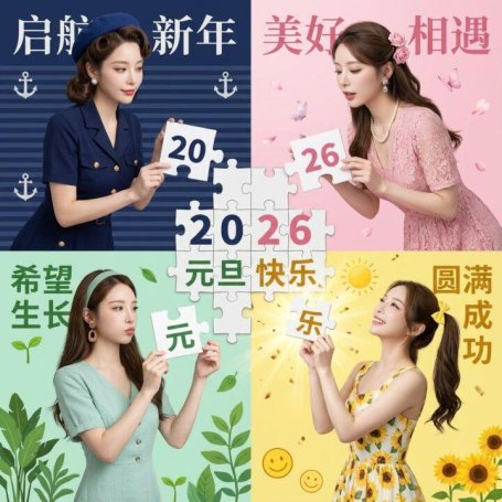 元旦特辑：2026 祝福四格拼图