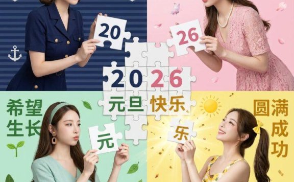 元旦特辑：2026 祝福四格拼图