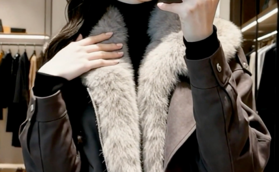 女装秋冬服饰对镜自拍